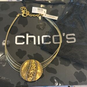 Chico's Gold and Black Multi-Strand Necklace